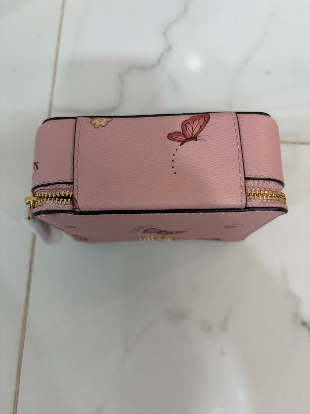 Pink Butterfly Print Coach Jewelry Case - Picture 4 of 6